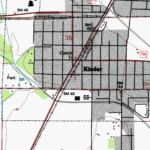 Topographic Map of Kinder Police Department, LA