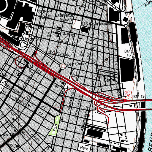 Topographic Map of New Orleans Police Department, LA