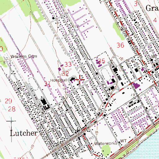 Topographic Map of Lutcher Police Department, LA