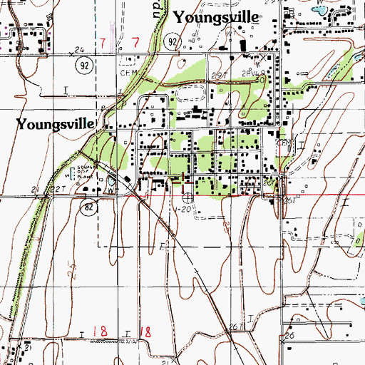Topographic Map of Youngsville Police Department, LA