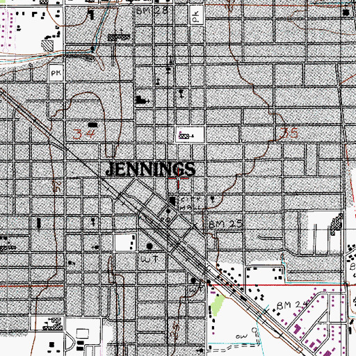 Topographic Map of Jefferson Davis Parish Criminal Court, LA