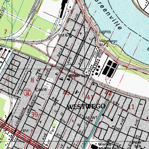 Topographic Map of Westwego Police Department, LA