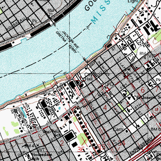Topographic Map of Jefferson Parish Second Parish Court - Criminal Records, LA