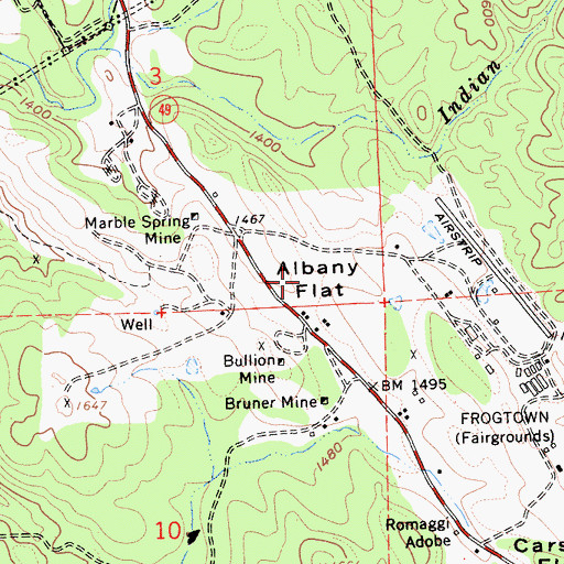 Topographic Map of Albany Flat, CA
