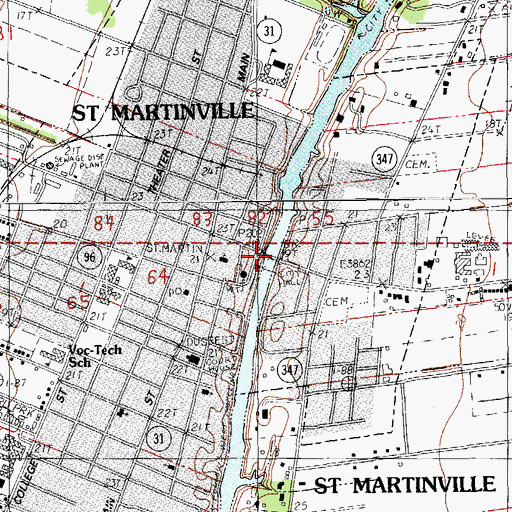 Topographic Map of Saint Martinville Police Department, LA