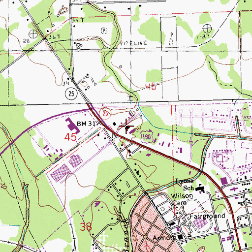 Topographic Map of Saint Tammany Parish Sheriff's Office, LA