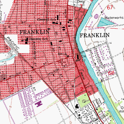 Topographic Map of Franklin Police Department, LA