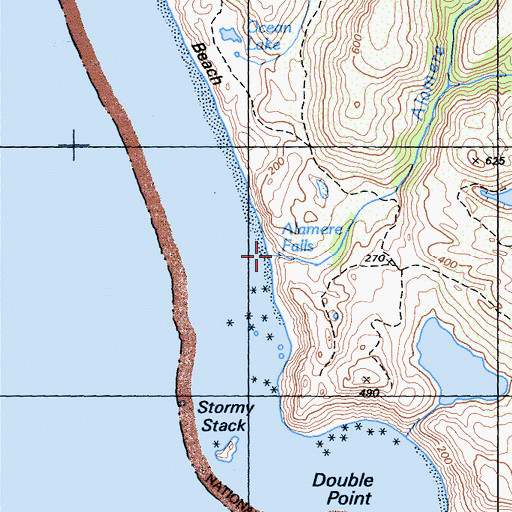 Topographic Map of Alamere Falls, CA