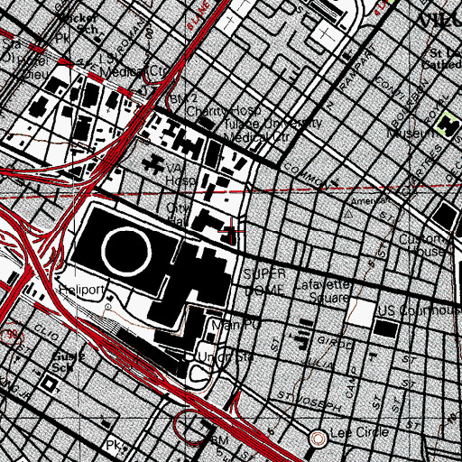 Topographic Map of Orleans Parish Civil Sheriff's Office, LA