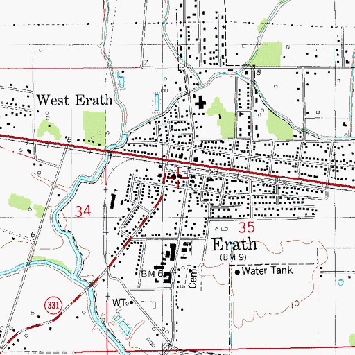 Topographic Map of Erath Police Department, LA