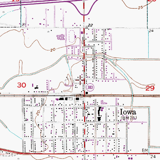 Topographic Map of Iowa Police Department, LA