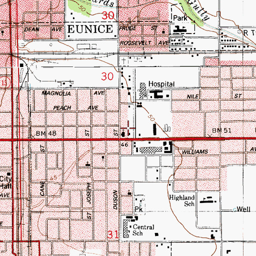Topographic Map of Saint Landry Parish Sheriff's Office Eunice Substation, LA