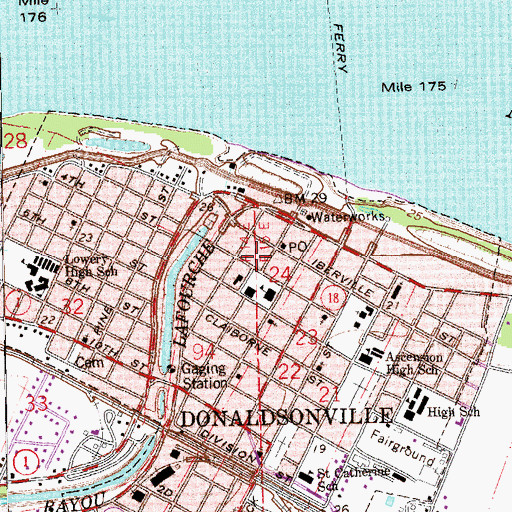 Topographic Map of Ascension Parish Sheriff's Office - Tax Department, LA