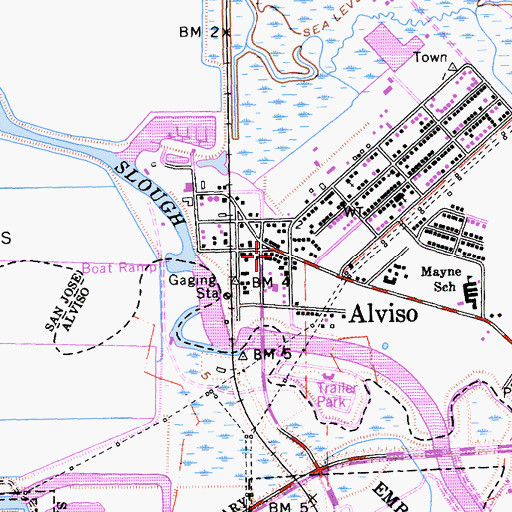 Topographic Map of Alviso, CA