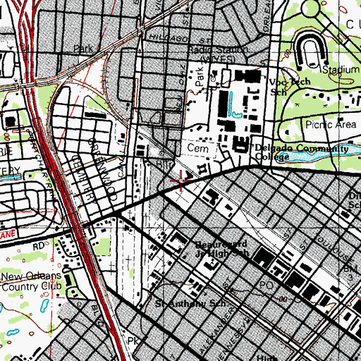 Topographic Map of New Orleans Police Department - Education and Training, LA