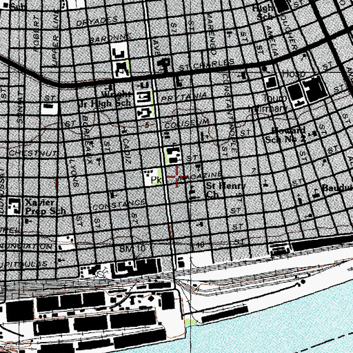 Topographic Map of New Orleans Police Department 2nd District Station, LA