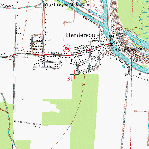 Topographic Map of Henderson Police Department, LA