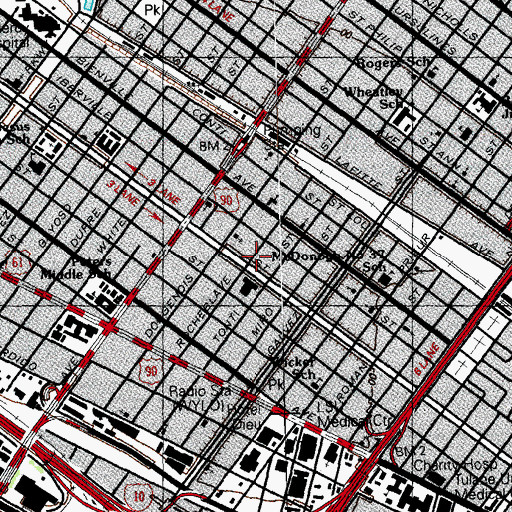 Topographic Map of New Orleans Police Department - Public Integrity Division, LA