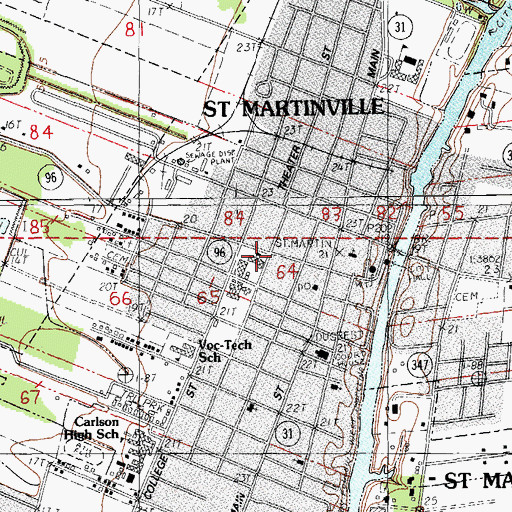 Topographic Map of Saint Martin Parish Police Jury, LA