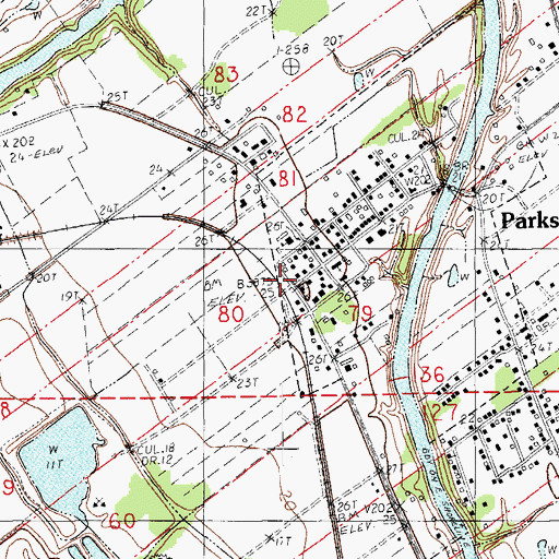 Topographic Map of Parks Police Department, LA