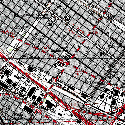 Topographic Map of Orleans Parish Criminal District Court - Property, LA