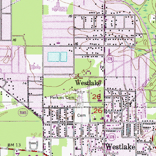 Topographic Map of Westlake Police Department, LA