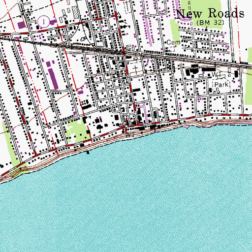 Topographic Map of Pointe Coupee Parish Sheriff's Office, LA