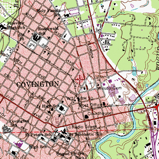 Topographic Map of Saint Tammany Parish Sheriff's Office - Covington, LA