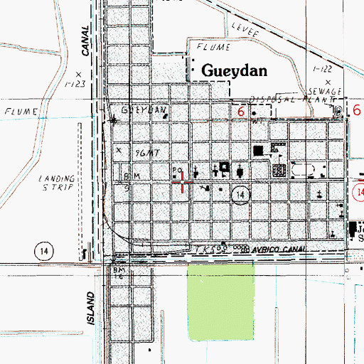 Topographic Map of Gueydan Police Department, LA