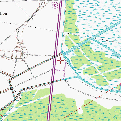 Topographic Map of Lafourche Parish Sheriff's Office - Work Release Center, LA