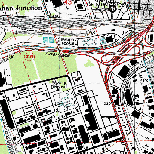 Topographic Map of Jefferson Parish Sheriff's Office, LA