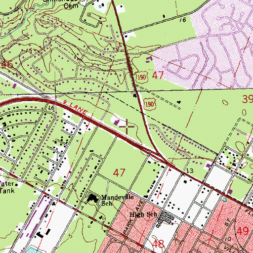Topographic Map of Mandeville Police Department, LA