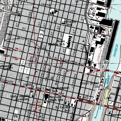 Topographic Map of New Orleans Police Department 5th District Station, LA