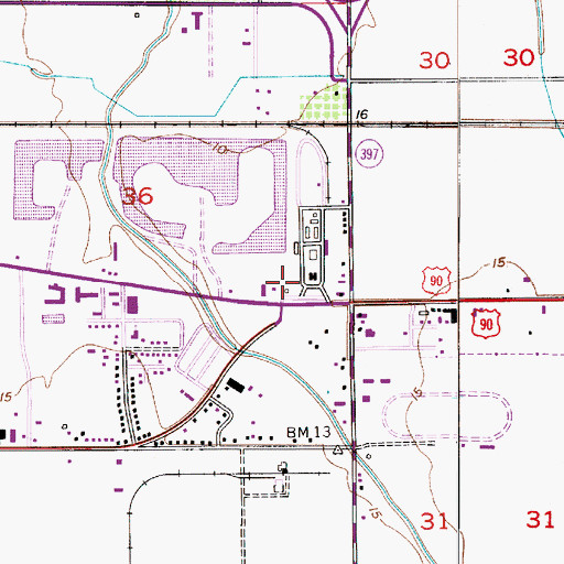 Topographic Map of Calcasieu Parish Sheriff's Office - Youth, LA