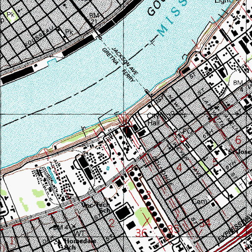 Topographic Map of Jefferson Parish Sheriff's Office Correctional Center, LA