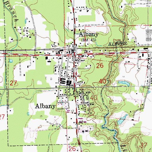 Topographic Map of Albany Village Police Department, LA