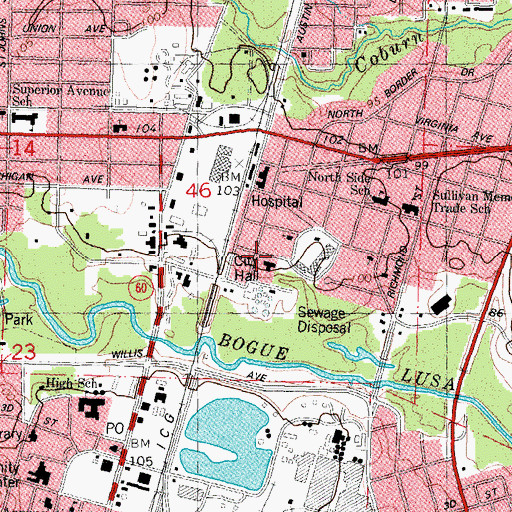 Topographic Map of Bogalusa Marshal's Office, LA