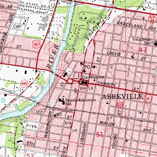 Topographic Map of Abbeville Police Department - Chief, LA