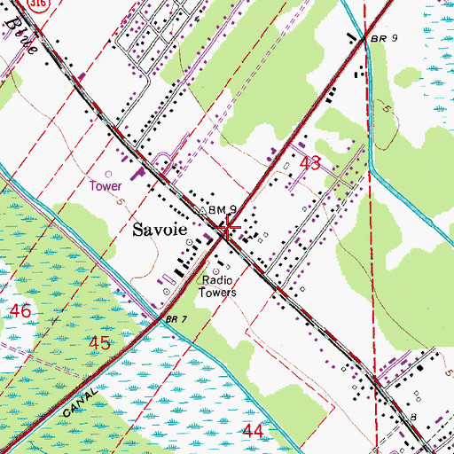Topographic Map of Lafourche Parish Sheriff's Office, LA