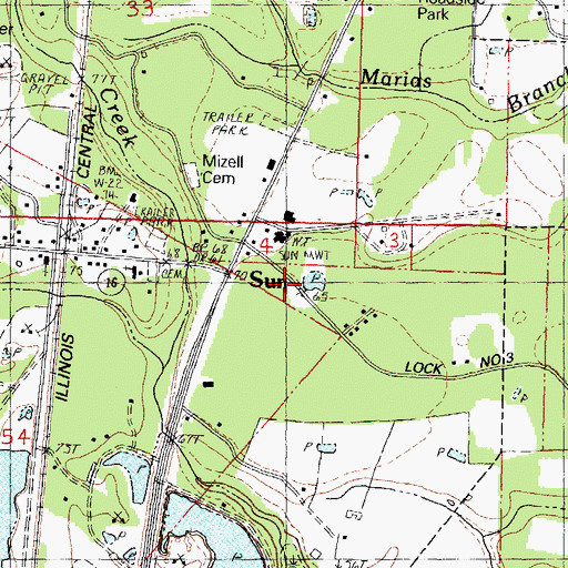 Topographic Map of Sun Police Department, LA
