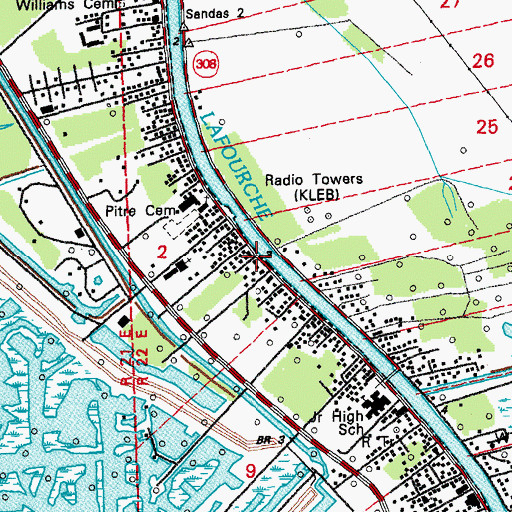 Topographic Map of Golden Meadow Police Department, LA