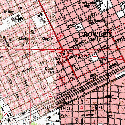 Topographic Map of Crowley Police Department, LA