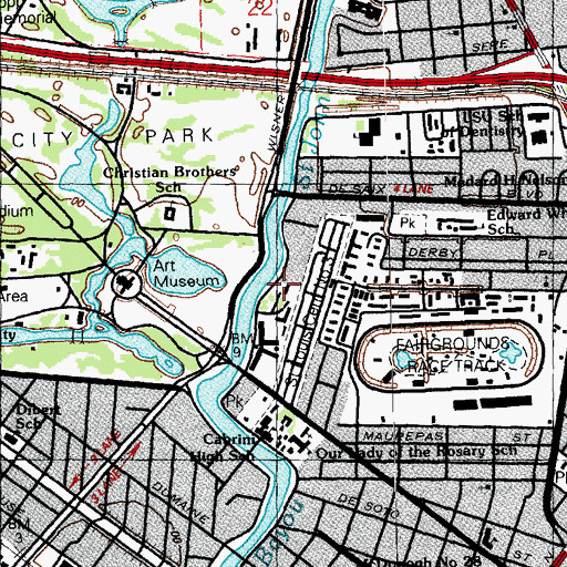 Topographic Map of New Orleans Police Department - Narcotics, LA