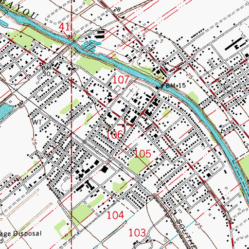 Topographic Map of Breaux Bridge Police Department, LA