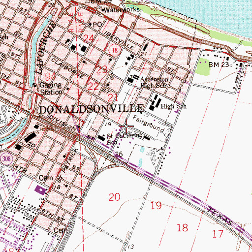 Topographic Map of Ascension Parish Police Jury, LA