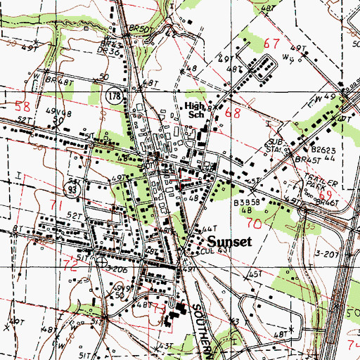 Topographic Map of Sunset Police Department, LA