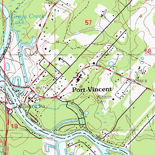 Topographic Map of Port Vincent Police Department, LA
