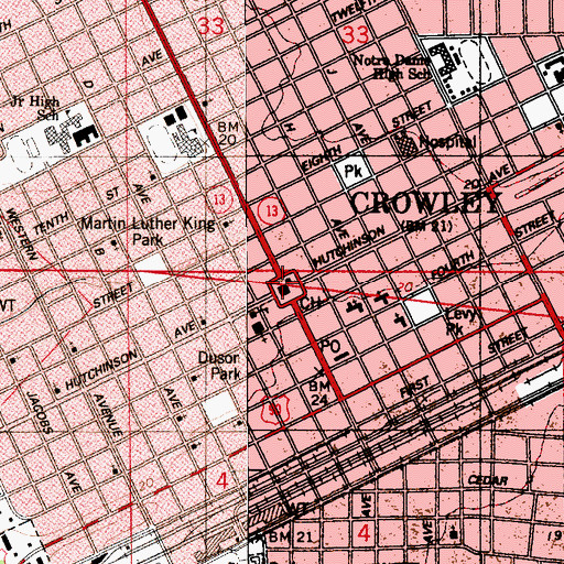 Topographic Map of Acadia Parish Police Jury, LA
