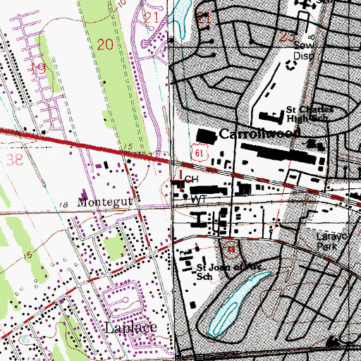 Topographic Map of Saint John Parish Sheriff's Office, LA