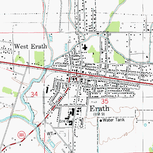 Topographic Map of Erath Marshal's Office, LA